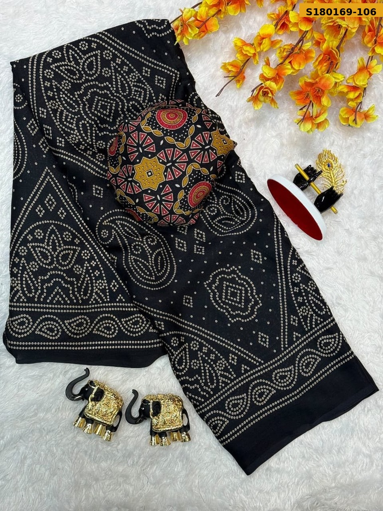 Fancy Moss Bhandhani Printed Saree