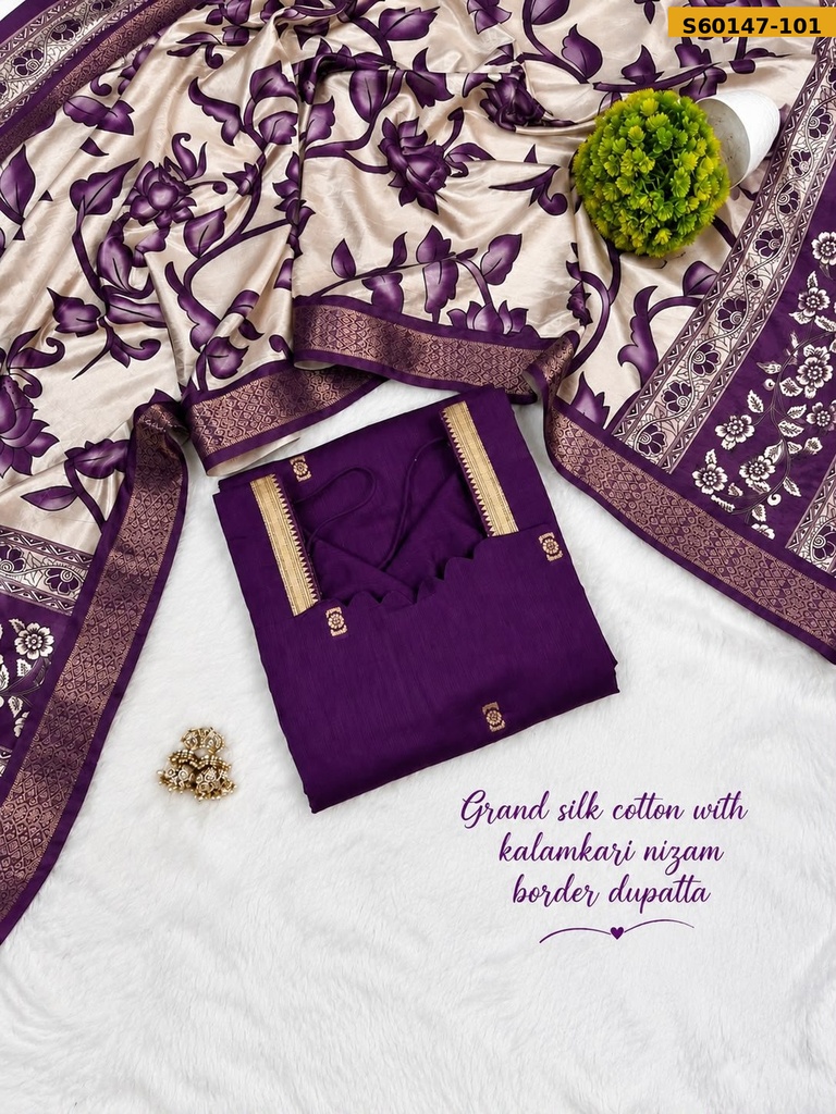 Fancy Cotton Mangalagiri Silk Top With Dupatta