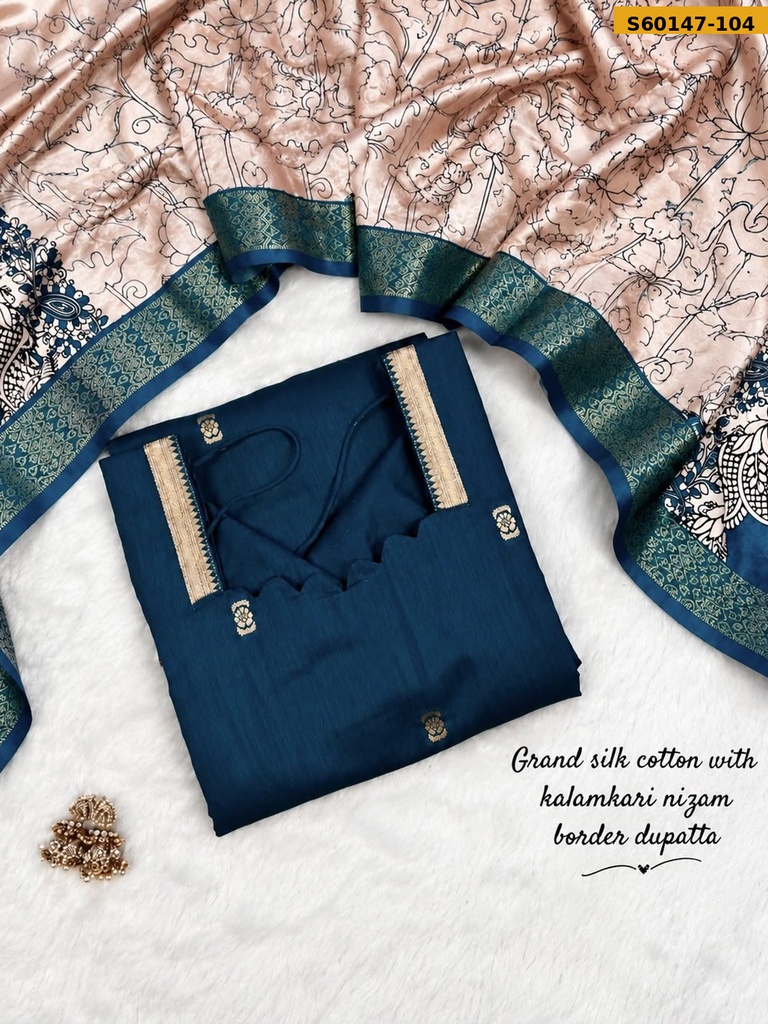 Fancy Cotton Mangalagiri Silk Top With Dupatta
