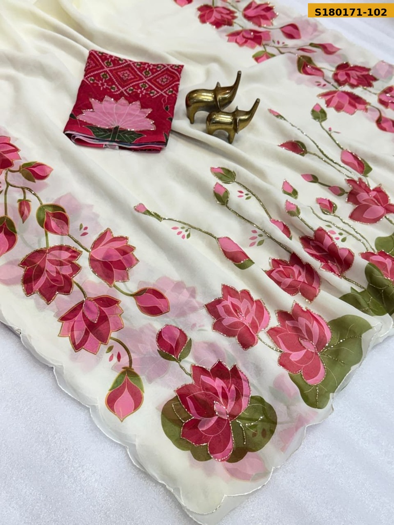 Fancy Soft Chiffon Floral Printed Sarees