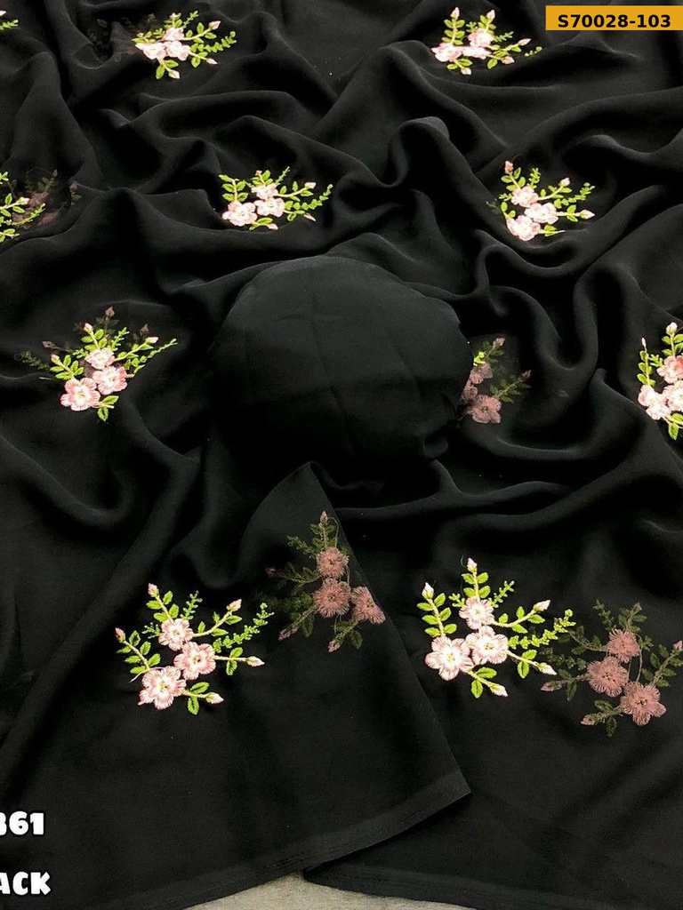 Fancy Georgette Embroidery Saree