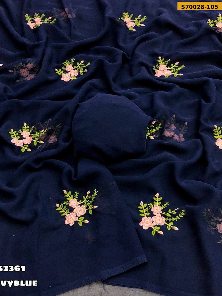 Fancy Georgette Embroidery Saree