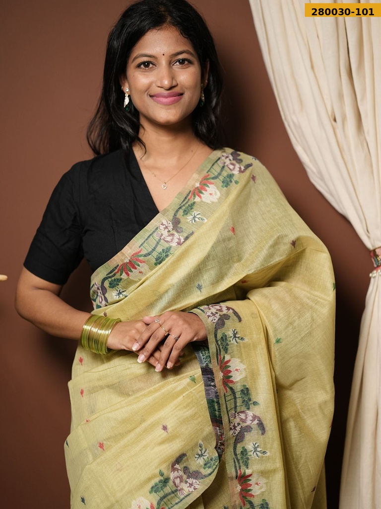 Fancy Ruby Muga Cotton saree