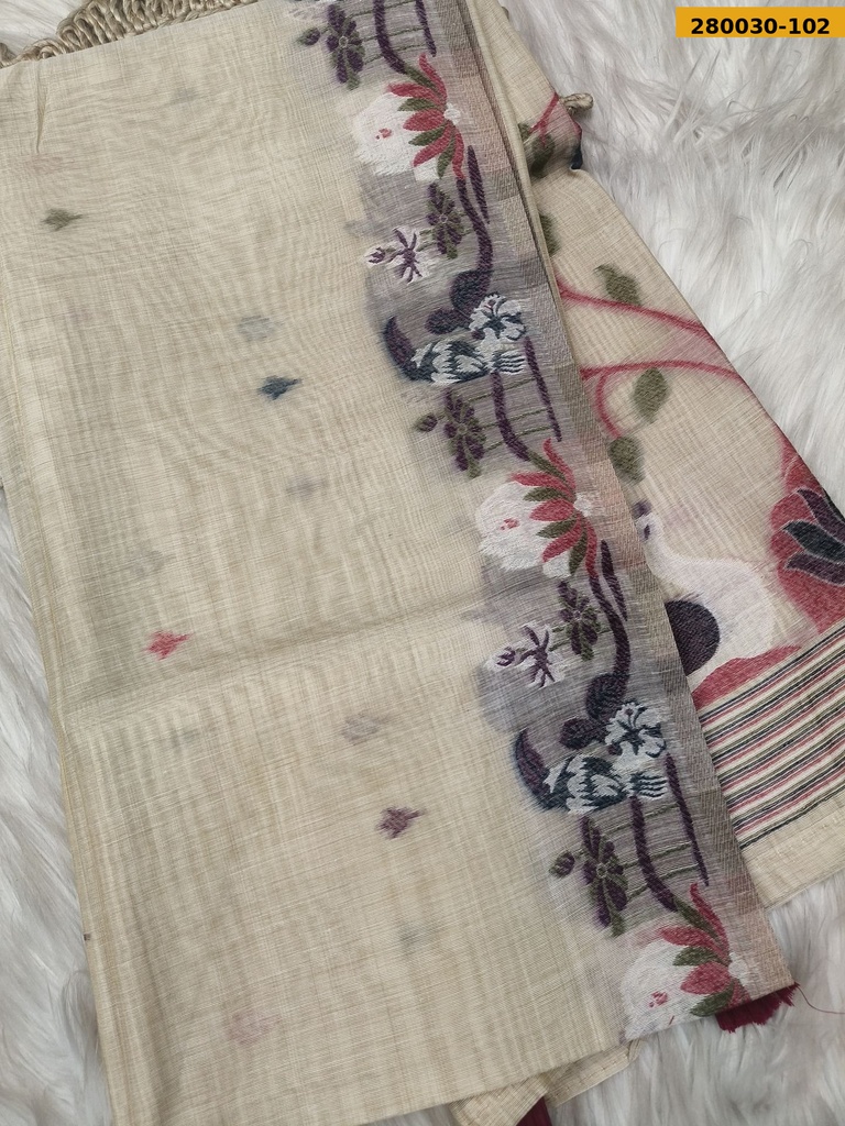 Fancy Ruby Muga Cotton saree