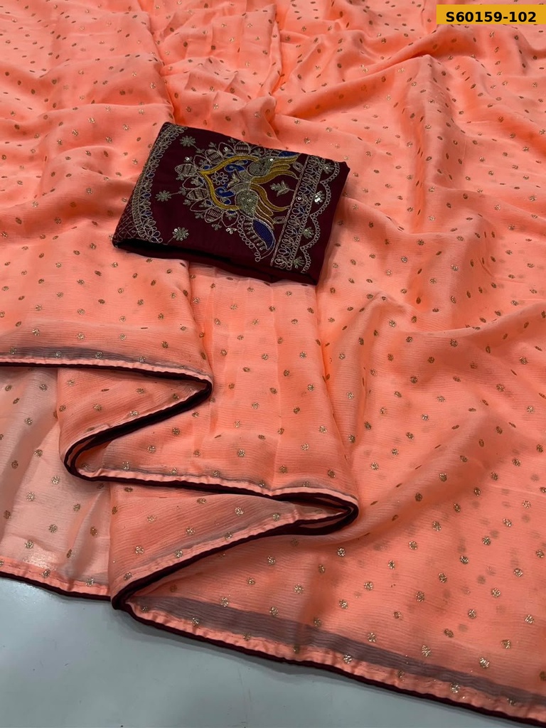 Fancy Moss Foil Work Saree