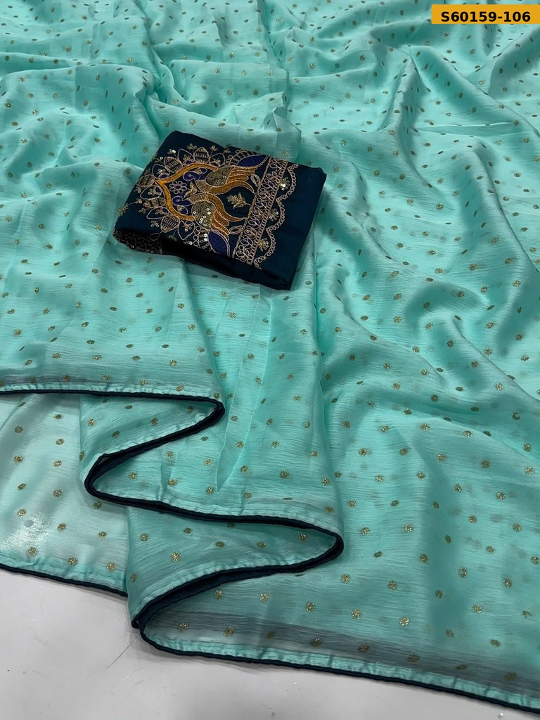 Fancy Moss Foil Work Saree