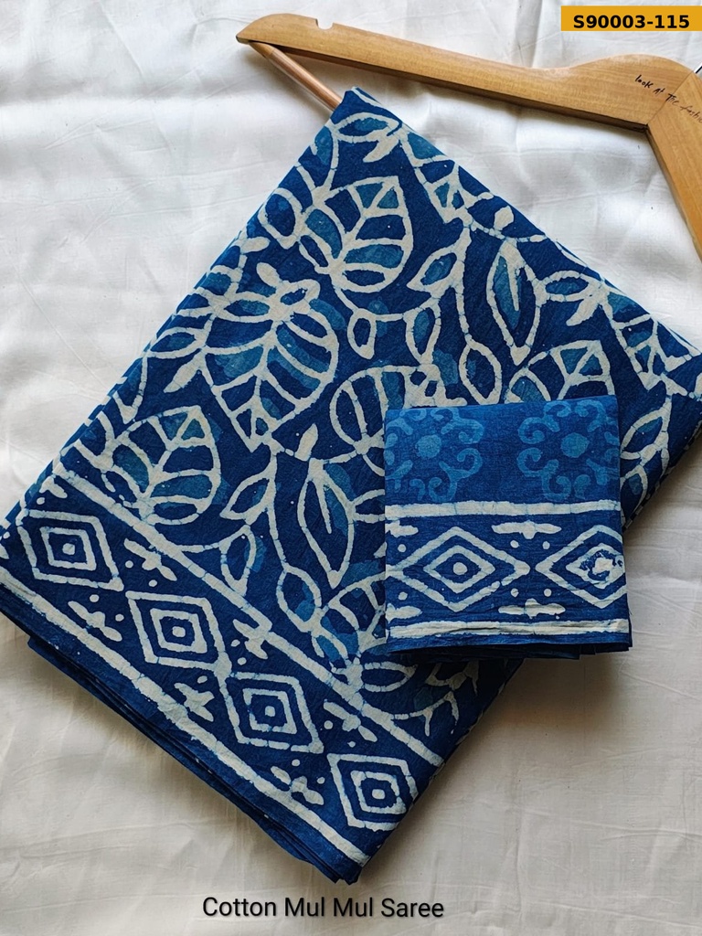Handblock Printed Cotton Mul Saree