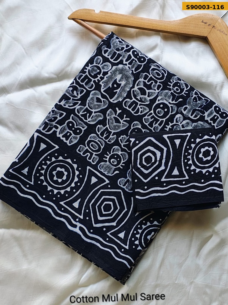 Handblock Printed Cotton Mul Saree