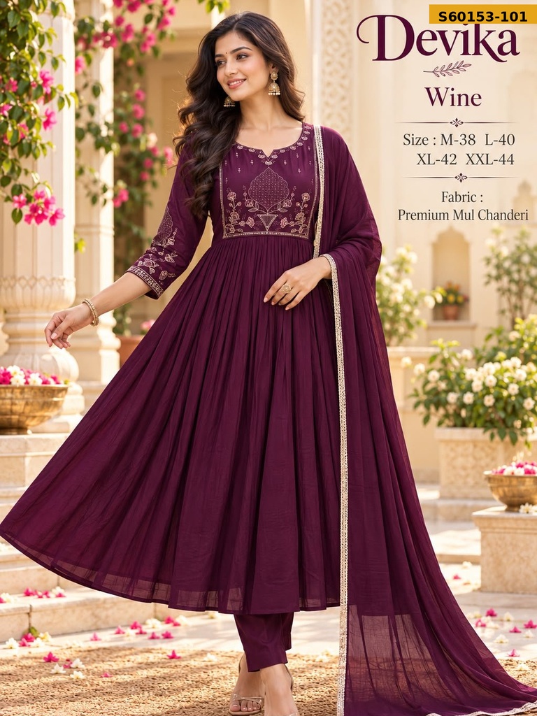 Fancy Soft Mul Chanderi 3 Piece Set