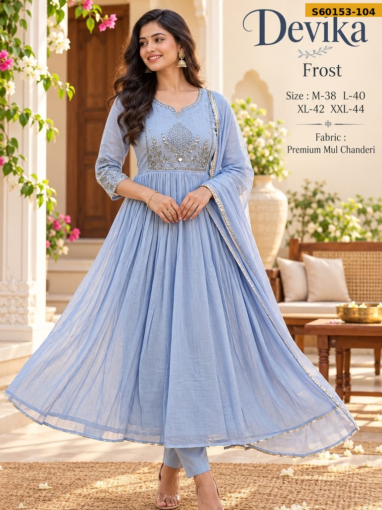 Fancy Soft Mul Chanderi 3 Piece Set