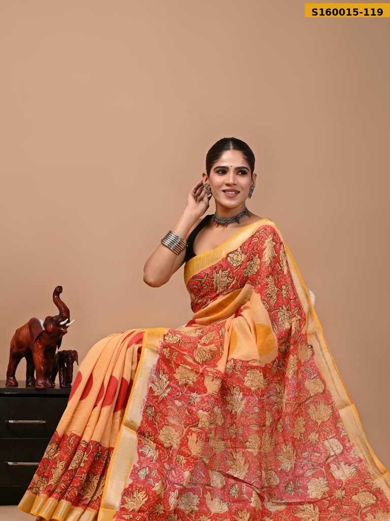 Handblock Print Linen Sarees