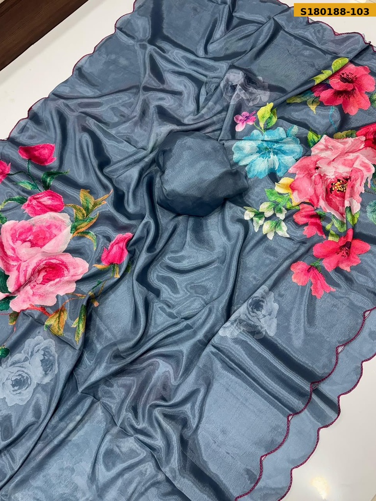 Fancy Soft Chinnon Silk Saree