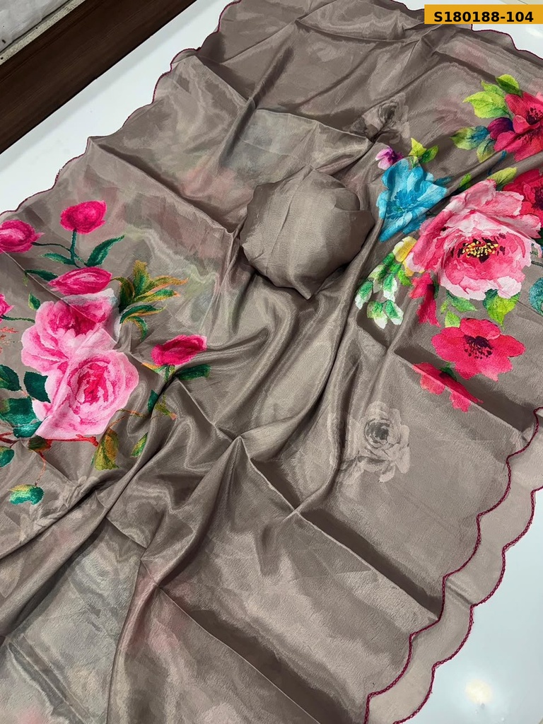 Fancy Soft Chinnon Silk Saree