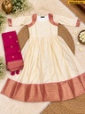 Fancy Cotton Spun Silk Anarkali With Dupatta