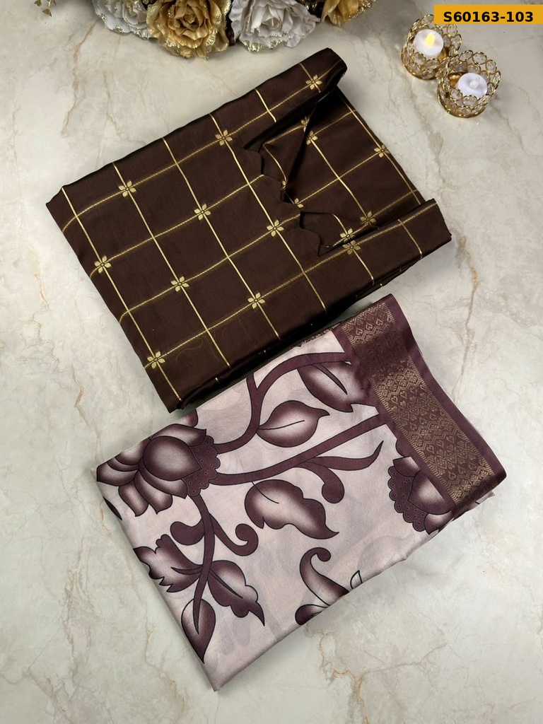 Fancy Silk Cotton Kurti WIth Kalamkari Dupatta