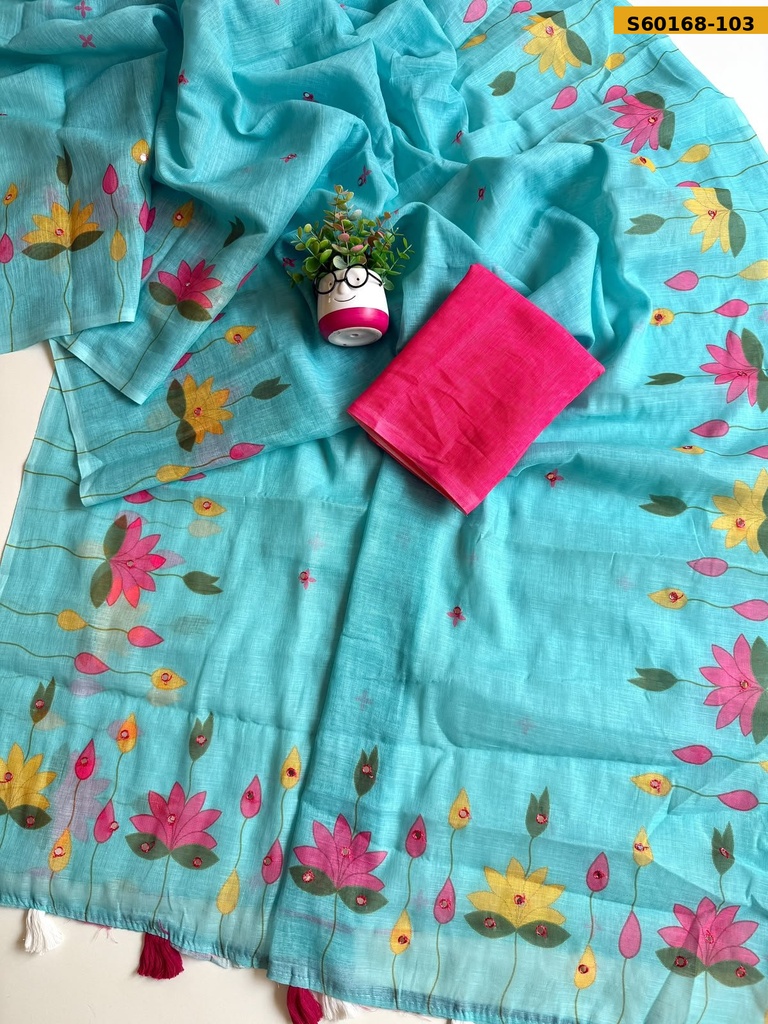 Fancy Soft Cotton Linen Saree
