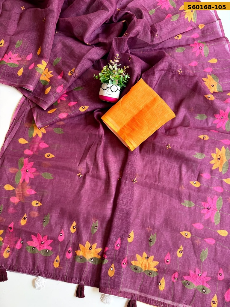 Fancy Soft Cotton Linen Saree
