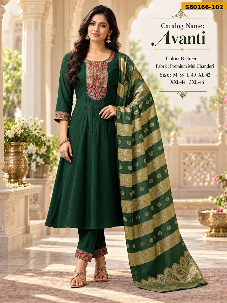 Fancy Mul Chanderi 3 Piece Set