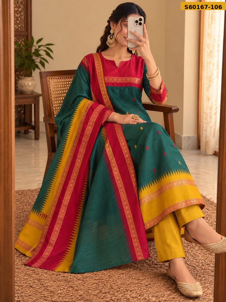 Fancy Kanchi Cotton Kurti WIth Dupatta