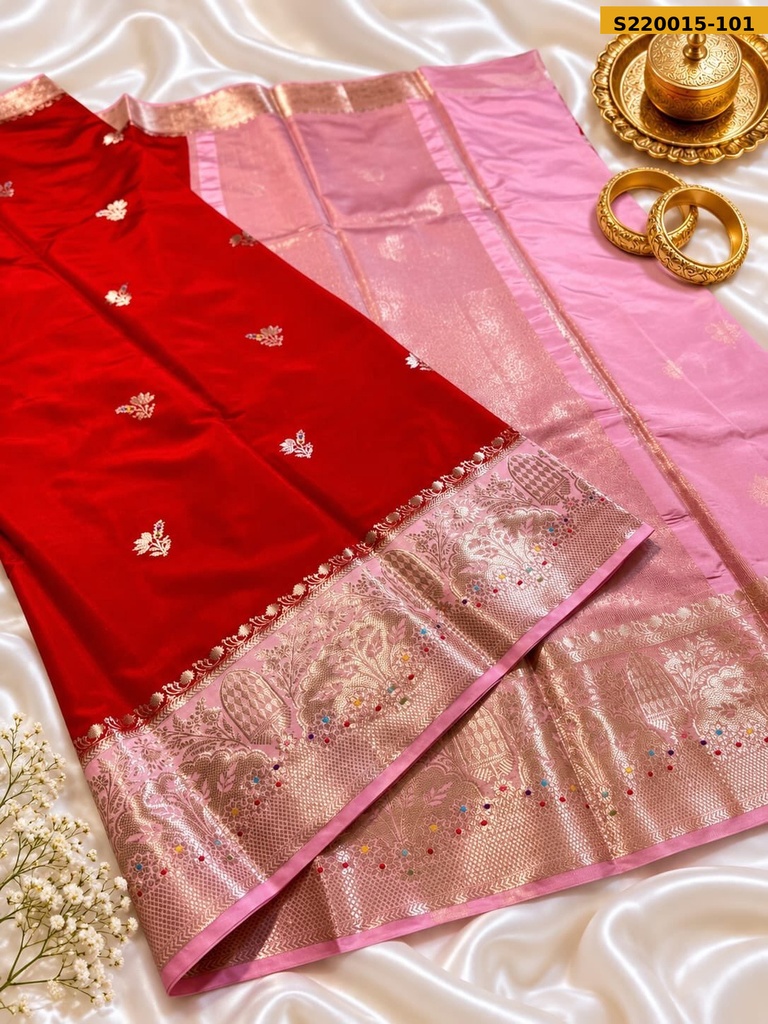 Banarasi Daible Semi Katan Soft Silk Saree