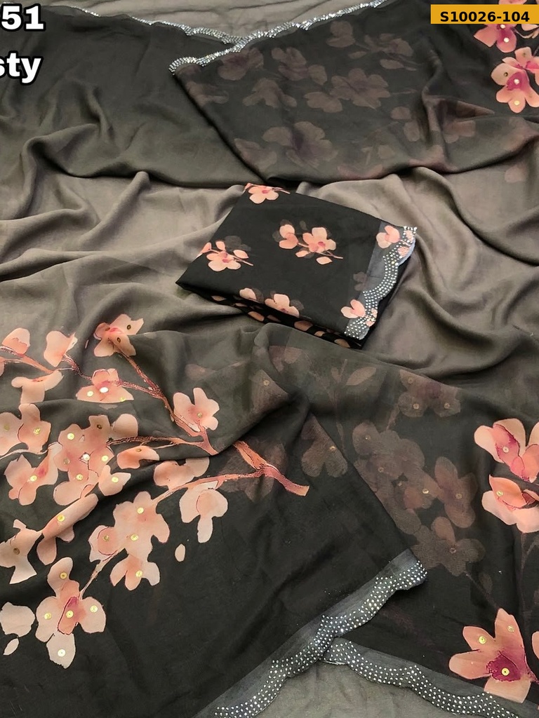 Fancy Chiffon Floral Printed Saree