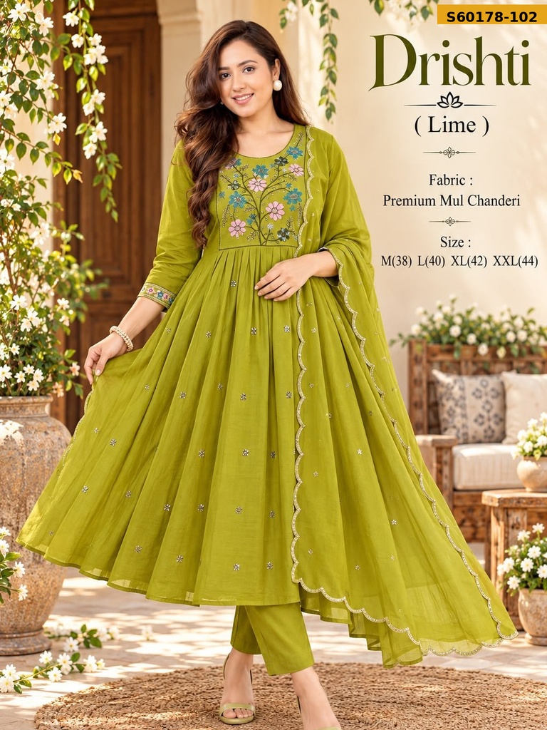 Fancy Soft Mul Chanderi 3 Piece Set