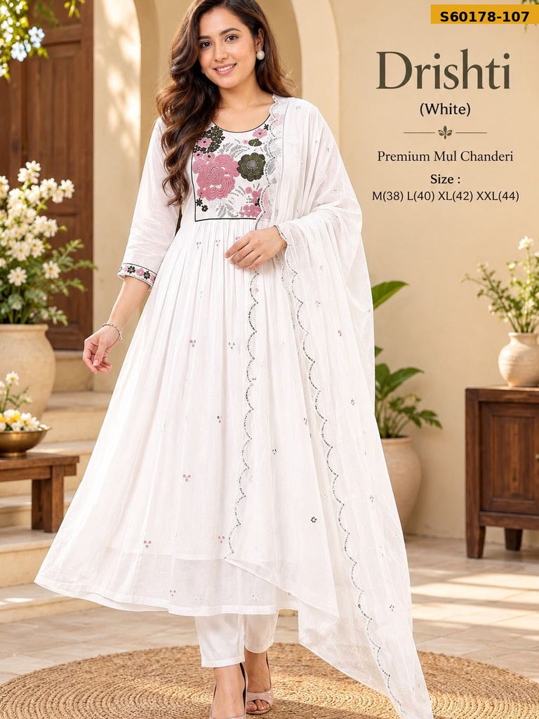 Fancy Soft Mul Chanderi 3 Piece Set