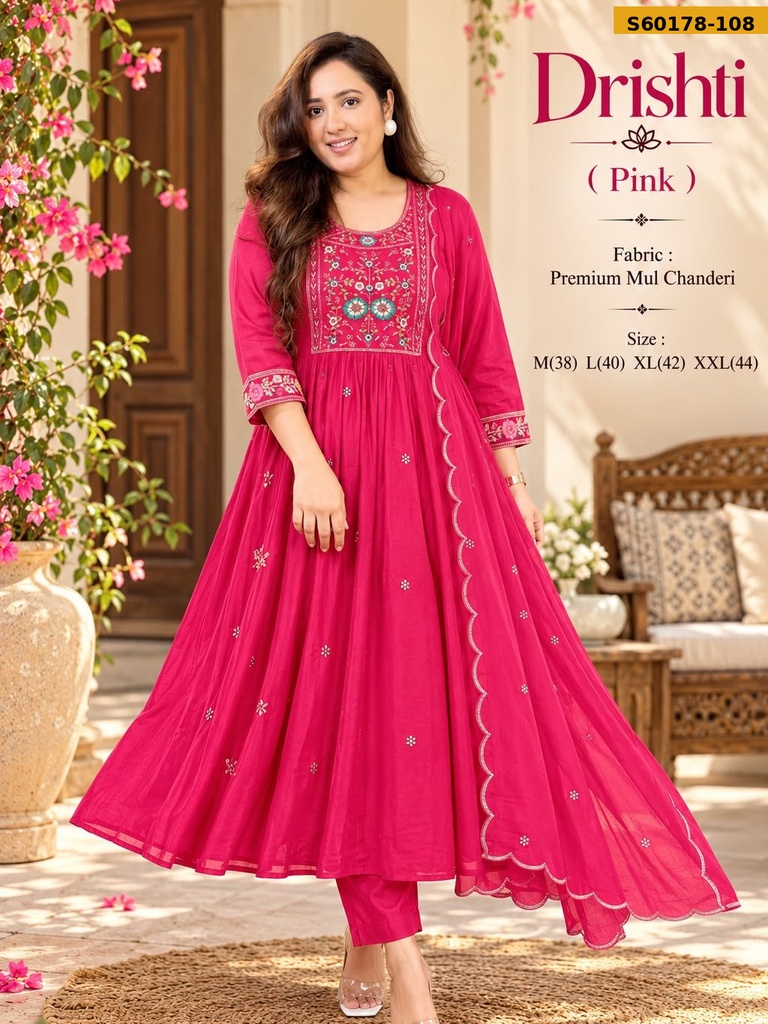 Fancy Soft Mul Chanderi 3 Piece Set