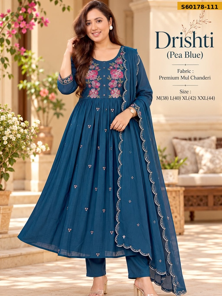 Fancy Soft Mul Chanderi 3 Piece Set