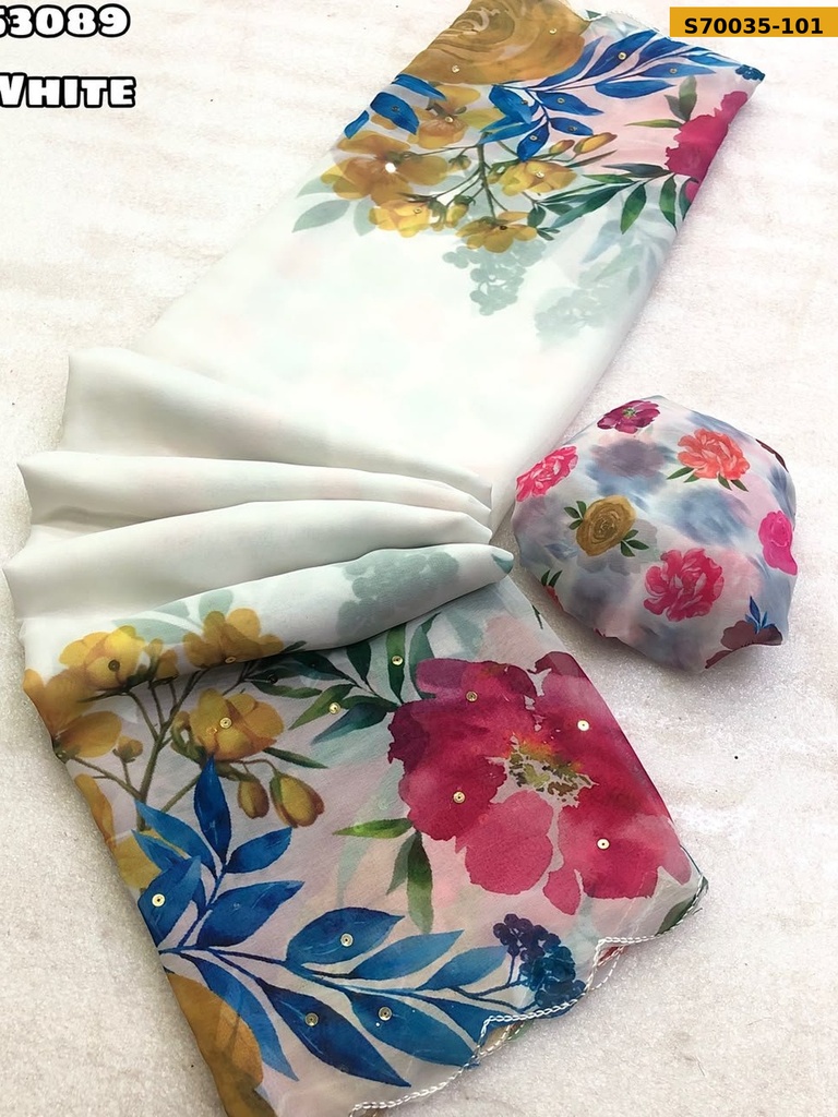Fancy Chiffon Floral Printed Saree