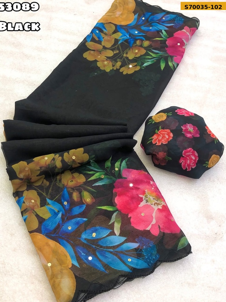 Fancy Chiffon Floral Printed Saree