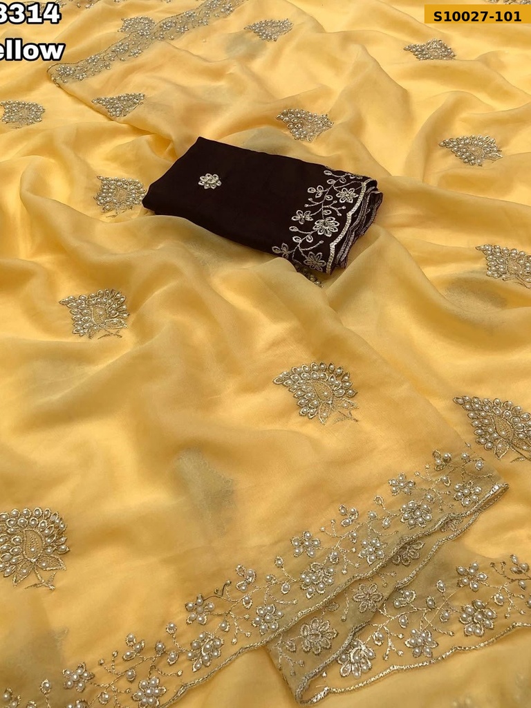 Star Georgette Embroidery Work Saree