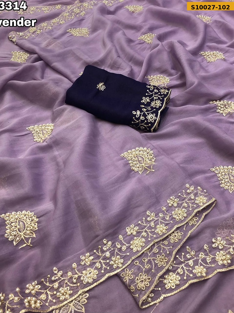 Star Georgette Embroidery Work Saree