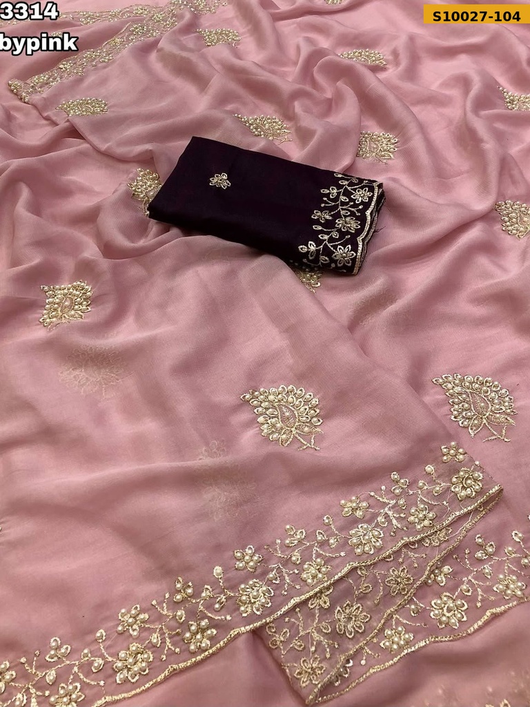 Star Georgette Embroidery Work Saree