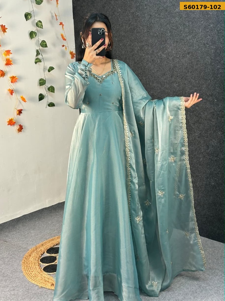 Fancy Kabana Handwork Gown With Dupatta