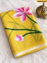 Fancy Linen Cotton Printed Saree
