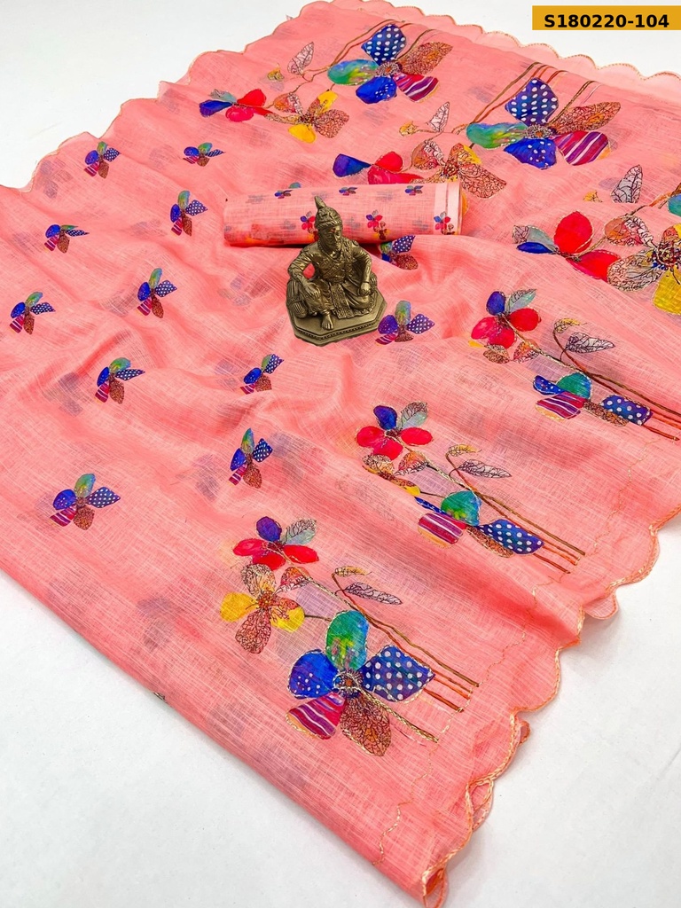 Fancy Linen Floral Printed Saree