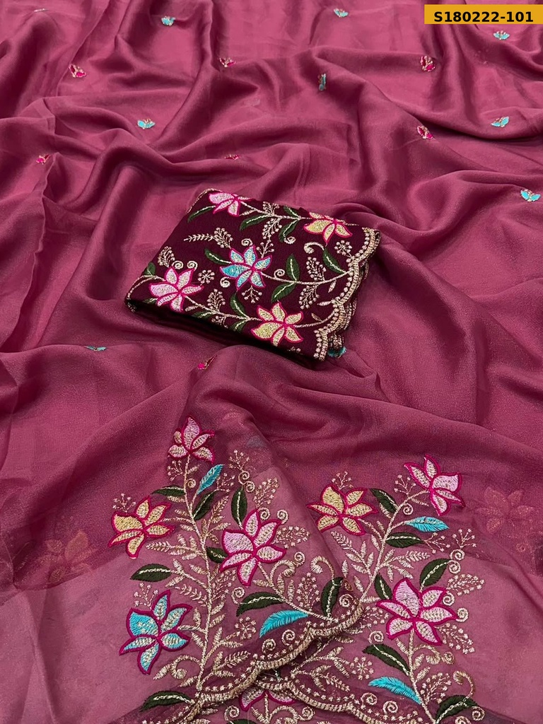 Fancy Star Georgette Silk Saree