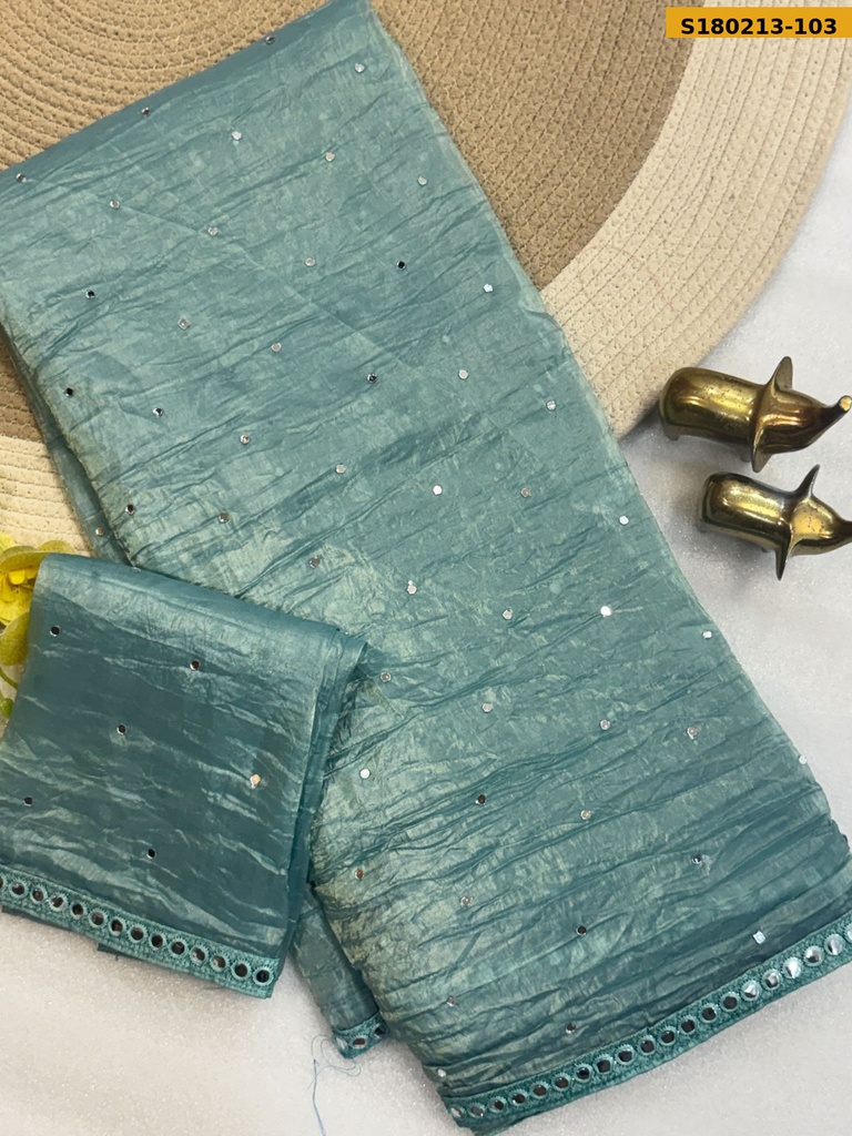 Fancy Soft Gold Crush Silk Saree