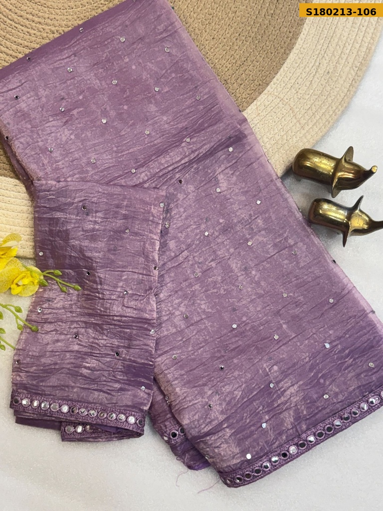 Fancy Soft Gold Crush Silk Saree