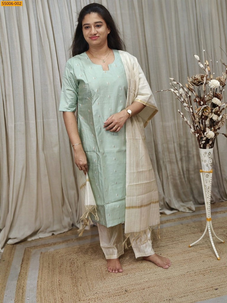 Handloom Stiched Cotton 3 Piece Suit Set
