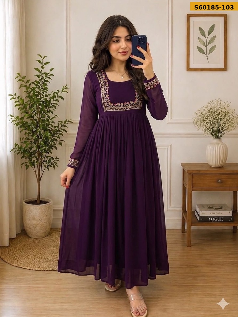 Fancy Faux Georgette Handwork Kurti