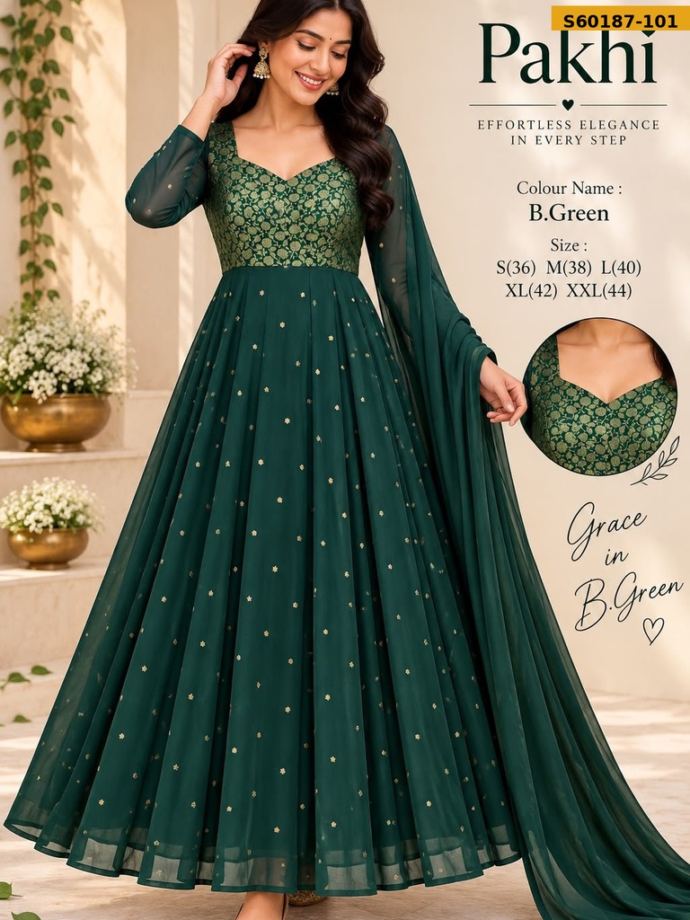 Fancy Georgette Anarkali with Dupatta