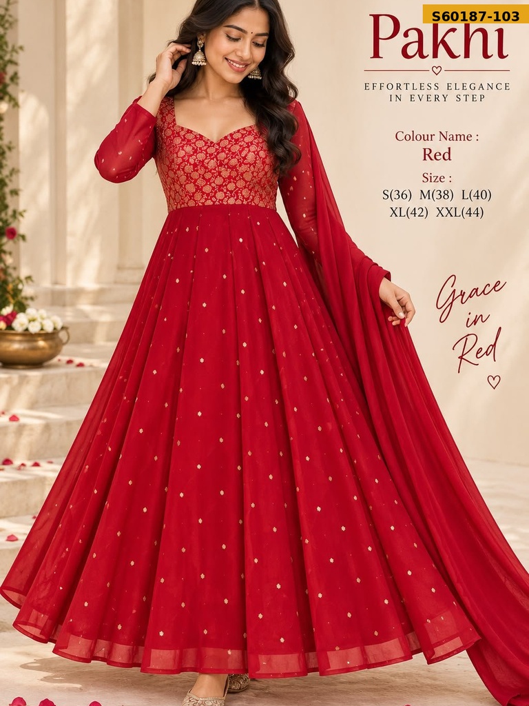 Fancy Georgette Anarkali with Dupatta