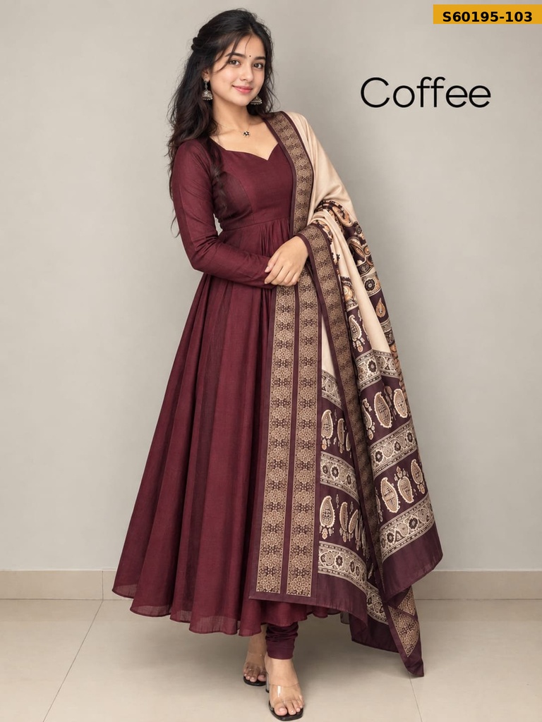 Fancy Blooming Vichithra Silk Anarkali with Dupatta
