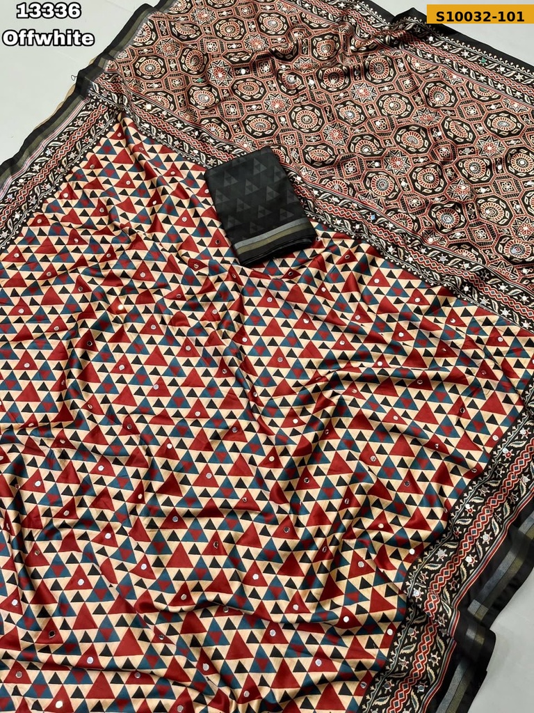 Fancy Crepe Silk Ajrakh Printed Saree