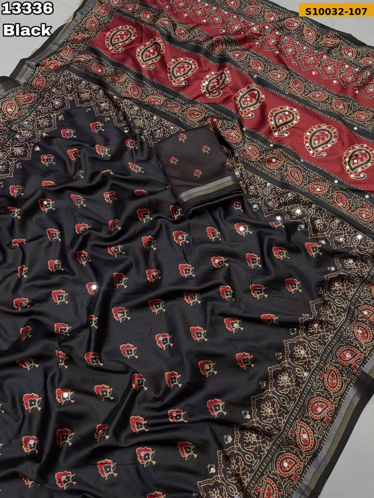 Fancy Crepe Silk Ajrakh Printed Saree