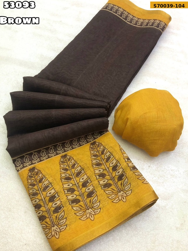 Fancy Soft Linen Geometric Printed Saree