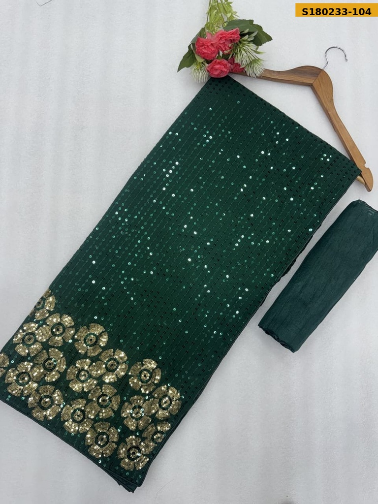 Fancy Georgette Sequins Embroidery Sarees