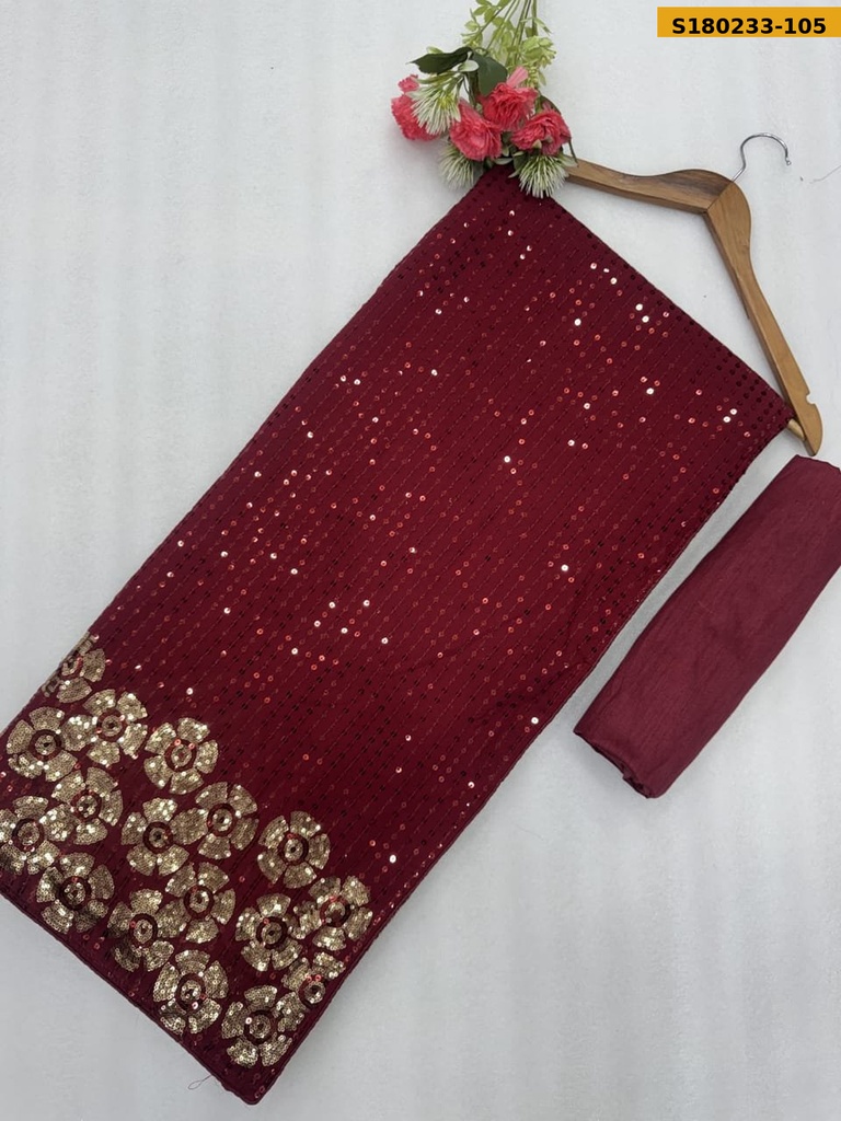 Fancy Georgette Sequins Embroidery Sarees